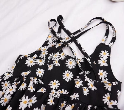 韓国 海外 輸入 子供服 キッズ ベビー 赤ちゃん 女の子 トップス ワンピース スカート デイジー柄 キャミソールワンピース キャミワンピ 花柄 水着 重ね着 夏 プール リゾート 姉妹 お揃い ペア 90cm 100cm 110cm 120cm 130cm