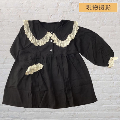韓国 海外 輸入 子供服 ベビー服 キッズ 女の子 かわいい 長袖 ワンピース スカート レース おしゃれ襟 ブラック フォーマル 冠婚葬祭 結婚式 七五三 卒園式 入園式 卒業式 卒園式 お出かけ パーティー 100cm 110cm