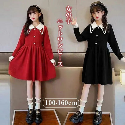 女の子 ワンピース 長袖 フォーマル ニット 卒業式 卒園式 七五三 入学式 入園式 子供服 秋冬 韓国 子供服 子どもドレス ワンピース 入学式 スーツ 女の子 ニットワンピース 110 120