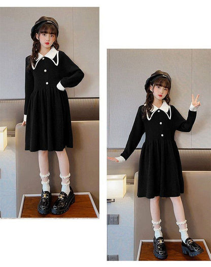 女の子 ワンピース 長袖 フォーマル ニット 卒業式 卒園式 七五三 入学式 入園式 子供服 秋冬 韓国 子供服 子どもドレス ワンピース 入学式 スーツ 女の子 ニットワンピース 110 120