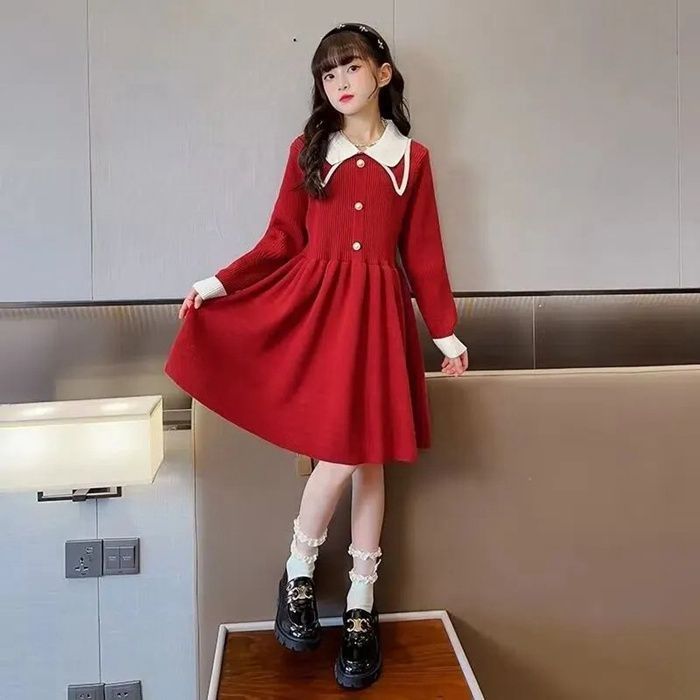 女の子 ワンピース 長袖 フォーマル ニット 卒業式 卒園式 七五三 入学式 入園式 子供服 秋冬 韓国 子供服 子どもドレス ワンピース 入学式 スーツ 女の子 ニットワンピース 110 120