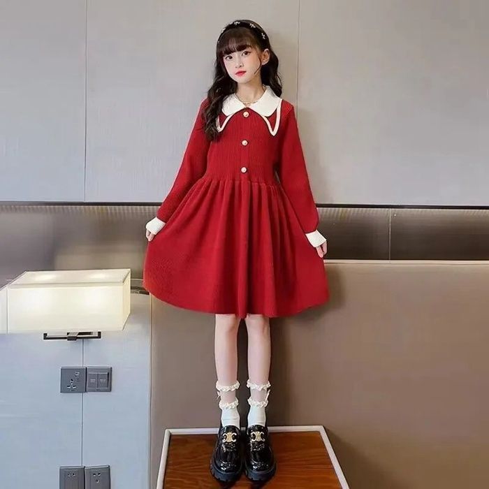 女の子 ワンピース 長袖 フォーマル ニット 卒業式 卒園式 七五三 入学式 入園式 子供服 秋冬 韓国 子供服 子どもドレス ワンピース 入学式 スーツ 女の子 ニットワンピース 110 120