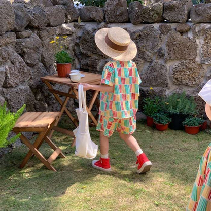 兄妹お揃い 韓国子供服 ワンピース 女の子 花柄 男の子 セットアップ アロハ 夏服 可愛い ビーチウエア ジュニア 子ども服 カジュアル xmtz13