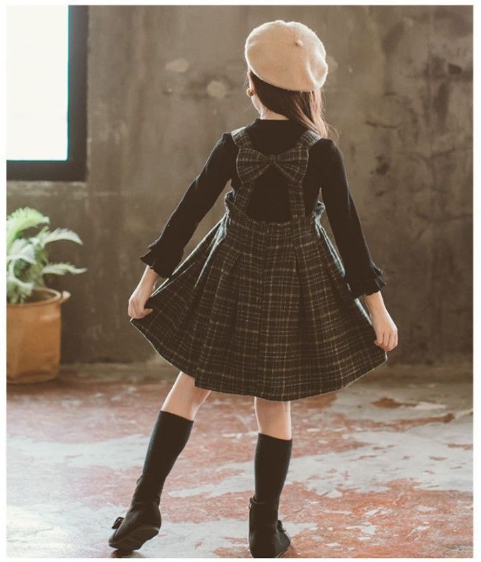 2点セット ワンピース ニット ジャンパースカート長袖 子どもドレス ワンピース 入学式 スーツ 女の子 卒園式 子供服 スーツ 女の子 トップス サロペット チェック yjfs01