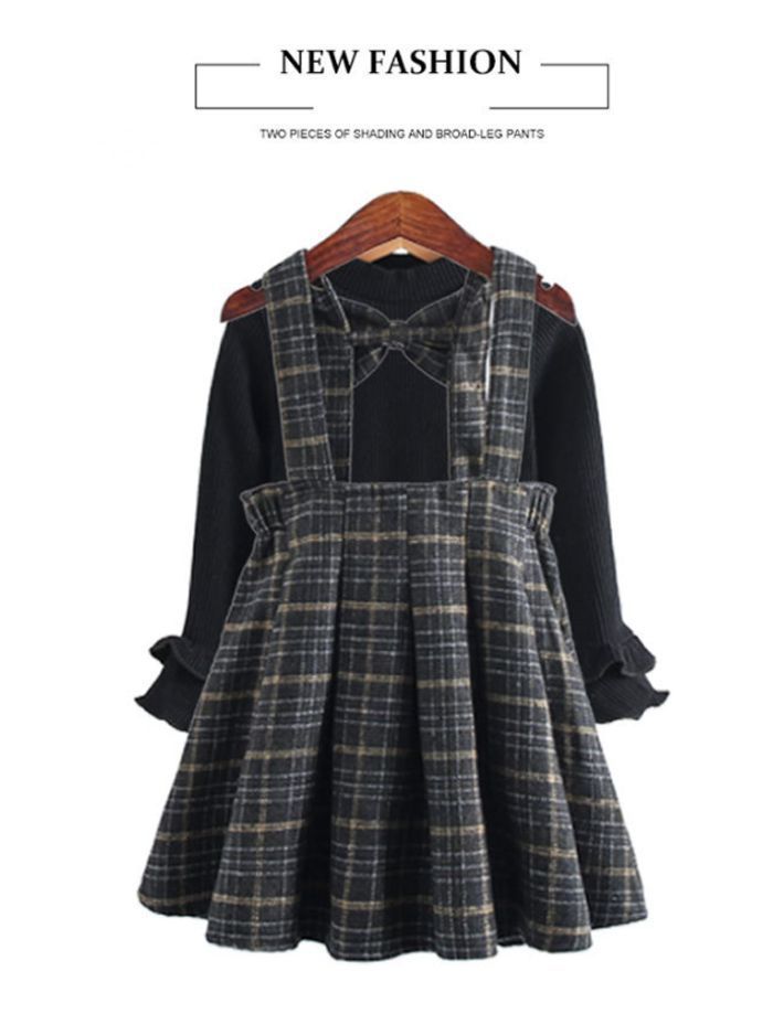 2点セット ワンピース ニット ジャンパースカート長袖 子どもドレス ワンピース 入学式 スーツ 女の子 卒園式 子供服 スーツ 女の子 トップス サロペット チェック yjfs01