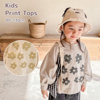 子供服 長袖トップス 長袖 プルオーバー 花柄 韓国風 子ども服 こども服 女の子 男の子 春 80 90 100 110 120 130 かわいい 通学 カジュアル シンプル キッズ おしゃれ ビッグシルエット shenjia07