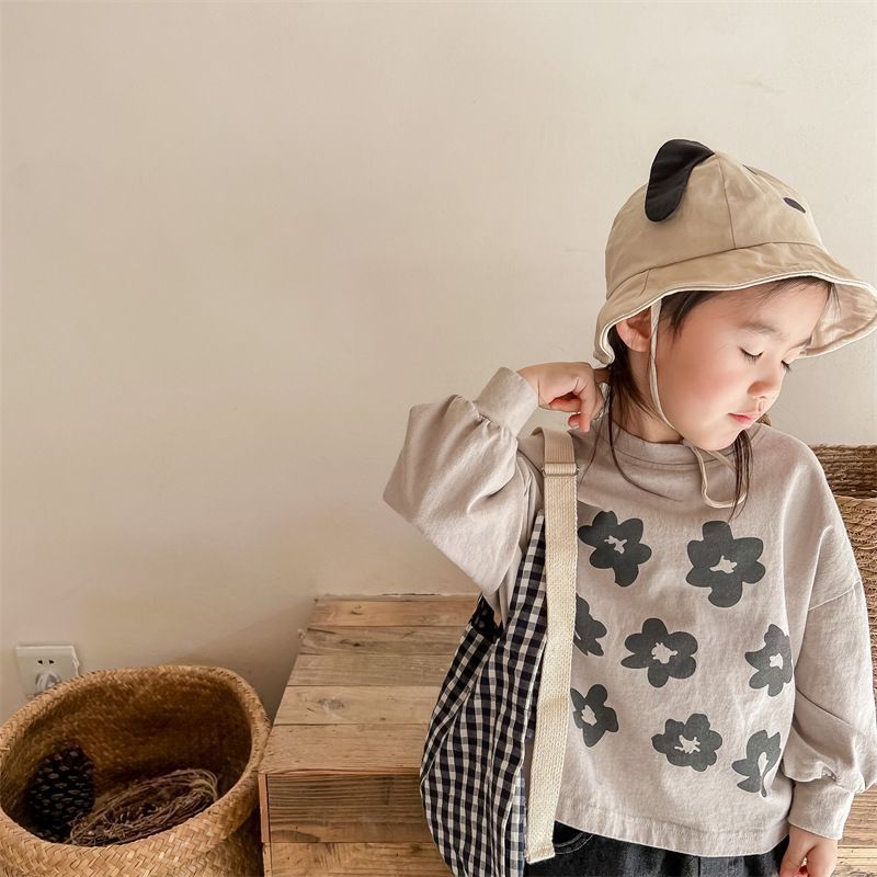子供服 長袖トップス 長袖 プルオーバー 花柄 韓国風 子ども服 こども服 女の子 男の子 春 80 90 100 110 120 130 かわいい 通学 カジュアル シンプル キッズ おしゃれ ビッグシルエット shenjia07