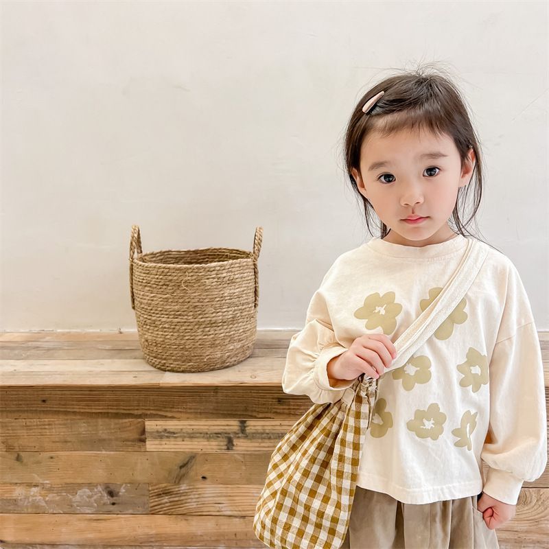 子供服 長袖トップス 長袖 プルオーバー 花柄 韓国風 子ども服 こども服 女の子 男の子 春 80 90 100 110 120 130 かわいい 通学 カジュアル シンプル キッズ おしゃれ ビッグシルエット shenjia07