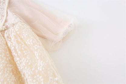 ベビー ドレス 長袖 セレモニードレス チュールワンピース キッズドレス 子供ドレス 女の子 レースドレス 子供ワンピース 子ども服 チュチュ ふわふわ 結婚式 春夏秋 誕生日 幼稚園 保育園 プレゼント 出産祝い jiangge01