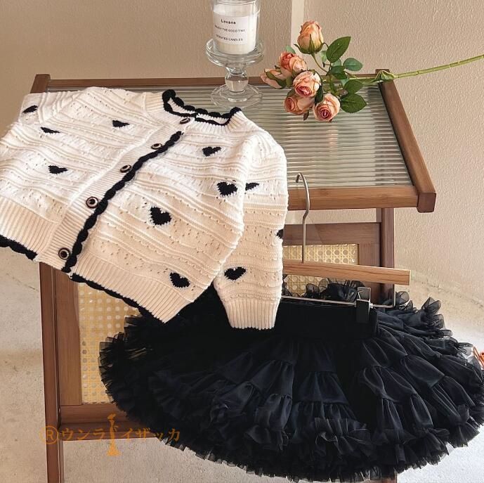 カーディガン キッズ 子供服 女の子 ハート柄 ニット セーター ジュニア ベビー服 アウター トップス 長袖 韓国子ども服 上着 カットソー おしゃれ 可愛い 入園 入学 幼稚園 小学生 90 10