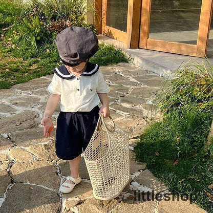 子供服 セーラー セットアップ ワンピース キッズ 上下セット 2点セット セーラー服 トップス ショートパンツ シャツワンピース 子ども 男の子 女の子 お揃い