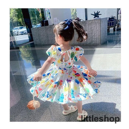 ワンピース キッズ 半袖 ドレス 子供 カラフル フレア 子ども 女の子 プリンセス 結婚式 キッズドレス 子供ドレス 子供服 ジュニア ガールズ かわいい おしゃれ