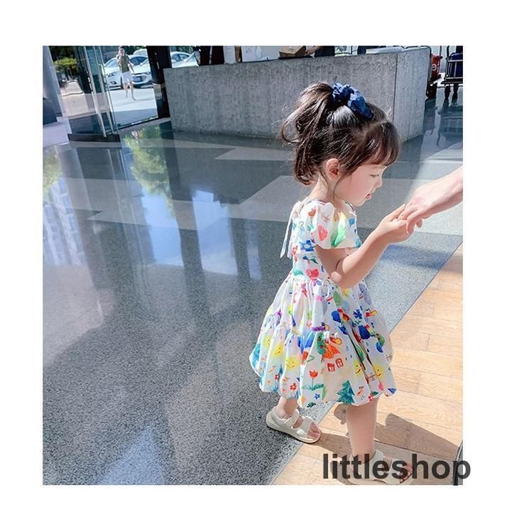 ワンピース キッズ 半袖 ドレス 子供 カラフル フレア 子ども 女の子 プリンセス 結婚式 キッズドレス 子供ドレス 子供服 ジュニア ガールズ かわいい おしゃれ