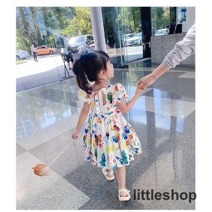 ワンピース キッズ 半袖 ドレス 子供 カラフル フレア 子ども 女の子 プリンセス 結婚式 キッズドレス 子供ドレス 子供服 ジュニア ガールズ かわいい おしゃれ