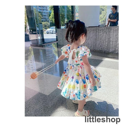 ワンピース キッズ 半袖 ドレス 子供 カラフル フレア 子ども 女の子 プリンセス 結婚式 キッズドレス 子供ドレス 子供服 ジュニア ガールズ かわいい おしゃれ