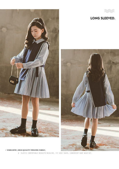 ワンピース 子供用 女の子 ワンピース ベスト 2点セット キッズ 子供服 フォーマルワンピース ガールズ ワンピース 長袖 発表会 七五三 お姫様 ワンピース 可愛い 通園 通学 入学 入園式 卒業式 子ども ワンピース 5Qta139