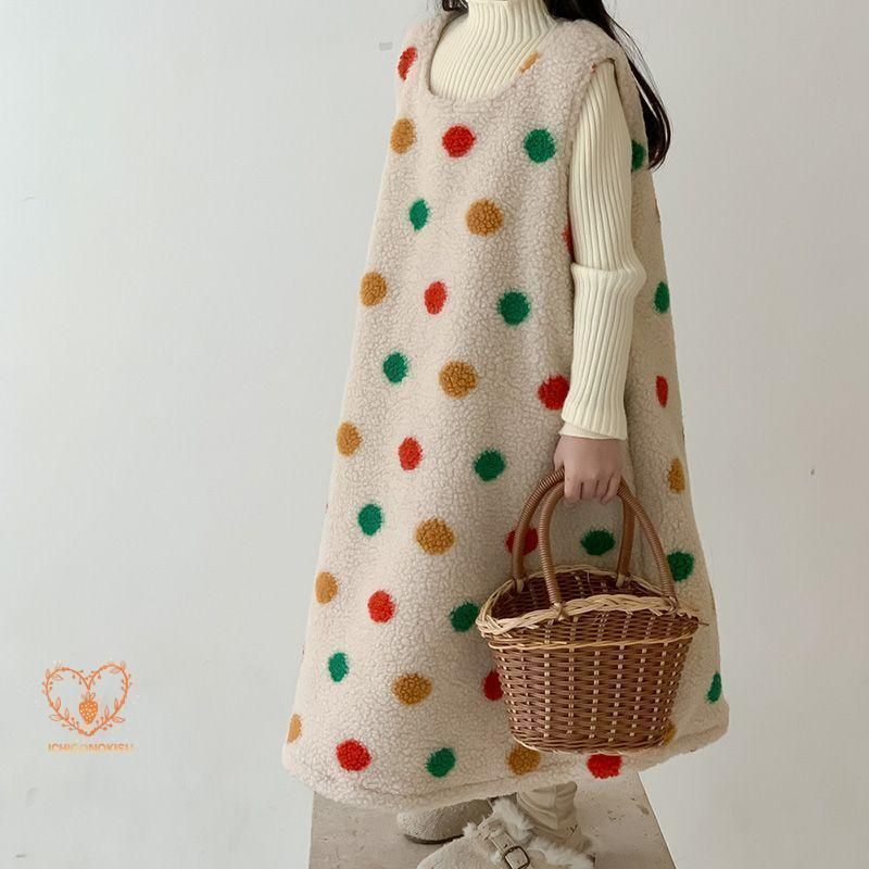 ワンピース キッズ 子供服 女の子 袖なしフロック虹色ドット柄ワンピース ベビー服 春秋冬 フォーマル 子ども服 赤ちゃん 女児 子供ドレス 結婚式 おしゃれ 可愛