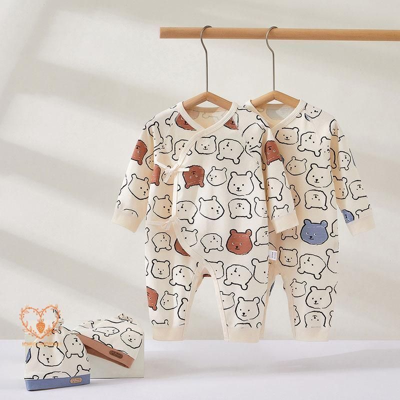 ロンパース 長袖 綿 帽子付き ベビー服 女の子 男の子 カバーオール キッズ 新生児 赤ちゃん 子供服 春秋冬 おしゃれ 可愛い 52 59 66cm 子ども服 ルームウェア