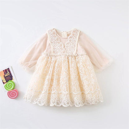 ベビー ドレス 長袖 セレモニードレス チュールワンピース キッズドレス 子供ドレス 女の子 レースドレス 子供ワンピース 子ども服 チュチュ ふわふわ 結婚式 春夏秋 誕生日 幼稚園 保育園 プレゼント 出産祝い jiangge01