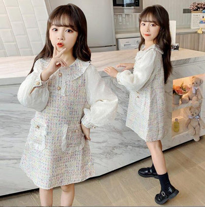 スーツ 女の子 入学式 フォーマル 子供 ワンピース セレモニー 服 きれいめ チュニック 子ども 子供服 ピアノ発表会 キッズ おしゃれ 春 結婚式 春 ツイード 110 120 130 140