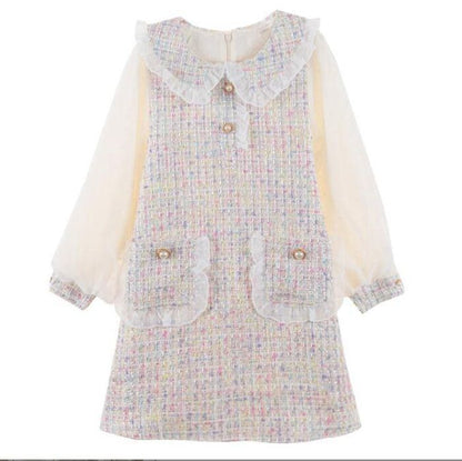 スーツ 女の子 入学式 フォーマル 子供 ワンピース セレモニー 服 きれいめ チュニック 子ども 子供服 ピアノ発表会 キッズ おしゃれ 春 結婚式 春 ツイード 110 120 130 140