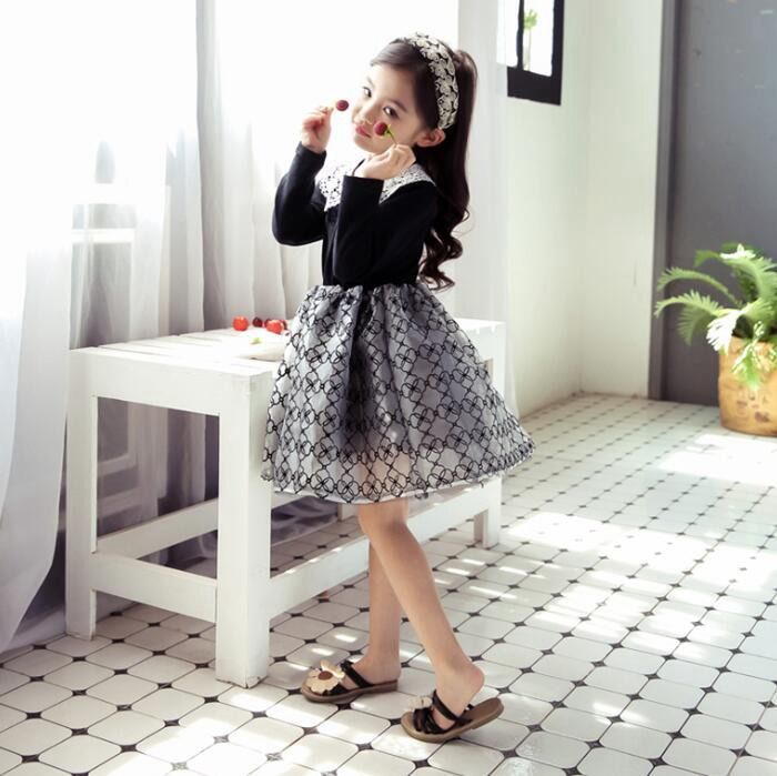 長袖ワンピース　黒◇レース フォーマル 入学式 入園式 卒業式 卒園式 発表会 結婚式 プルオーバー 韓国 子ども服　 秋 冬　レースワンピース　チュールスカート　女の子 キッズ用 100cm 110