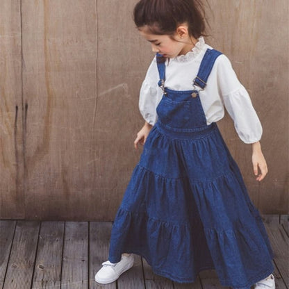 ワンピース 女の子 サロペット ジャンスカート キッズ デニム オールインワン 入学式 サロペットワンピース ジャンパースカート オーバーオール ドレス 綿100 子ども服 可愛い ロングワンピース