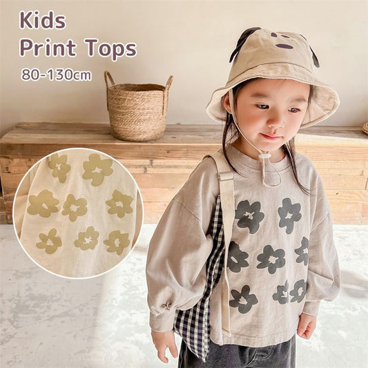 子供服 長袖トップス 長袖 プルオーバー 花柄 韓国風 子ども服 こども服 女の子 男の子 春 80 90 100 110 120 130 かわいい 通学 カジュアル シンプル キッズ おしゃれ ビッグシルエット