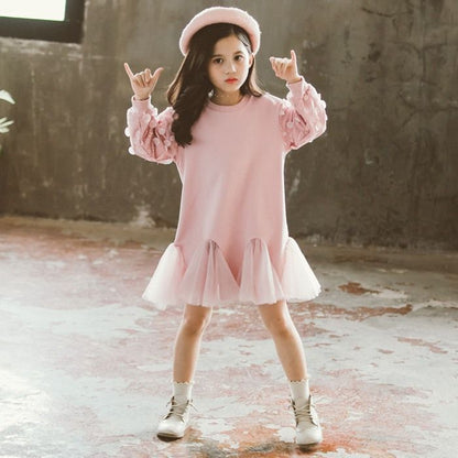 ワンピース 女の子 パーカー ワンピース キッズ 子供ドレス 春秋 長袖 ロング丈 切り替え 切り替え 子供服 長袖 入学式 トップス 子ども服 可愛い 通学 卒業式 結婚式 暖かい 子供服 xzxiaoyun245