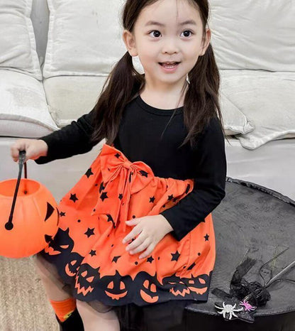 ハロウィン 衣装 子供 コスプレ 仮装 子ども 服 女の子 ワンピース かぼちゃ パンプキン ハロウィーン 長袖 魔女 ドレス キッズ ベビー 赤ちゃん コスチューム クリスマス かわいい こども 90 100 110 120 130 halloween36
