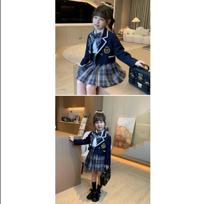 卒業式 スーツ 女の子 小学生 スーツ キッズ 女の子 フォーマル セットアップ 3点セット 入学式 卒園式 ジャケット スカート シャツ 子供服 子供 長袖 チェック柄 子ども オシャレ 上下セット 韓国風