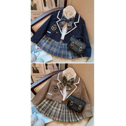 卒業式 スーツ 女の子 小学生 スーツ キッズ 女の子 フォーマル セットアップ 3点セット 入学式 卒園式 ジャケット スカート シャツ 子供服 子供 長袖 チェック柄 子ども オシャレ 上下セット 韓国風
