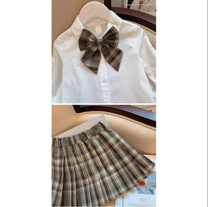 卒業式 スーツ 女の子 小学生 スーツ キッズ 女の子 フォーマル セットアップ 3点セット 入学式 卒園式 ジャケット スカート シャツ 子供服 子供 長袖 チェック柄 子ども オシャレ 上下セット 韓国風