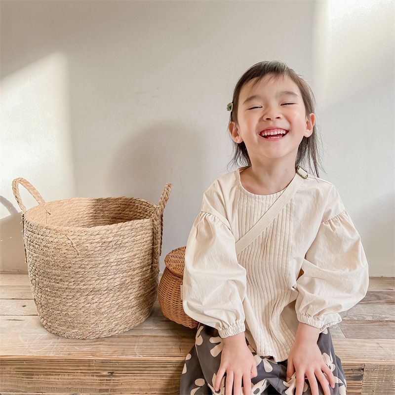 ブラウス 子供服 長袖 プルオーバー ボリュームスリーブ シャツ 韓国風 ゆったり 子ども服 こども服 女の子 春 夏 80 90 100 110 120 130 かわいい 通学 カジュアル シンプル キッズ おしゃれshenjia05