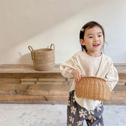 ブラウス 子供服 長袖 プルオーバー ボリュームスリーブ シャツ 韓国風 ゆったり 子ども服 こども服 女の子 春 夏 80 90 100 110 120 130 かわいい 通学 カジュアル シンプル キッズ おしゃれshenjia05