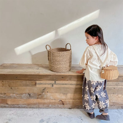 ブラウス 子供服 長袖 プルオーバー ボリュームスリーブ シャツ 韓国風 ゆったり 子ども服 こども服 女の子 春 夏 80 90 100 110 120 130 かわいい 通学 カジュアル シンプル キッズ おしゃれshenjia05