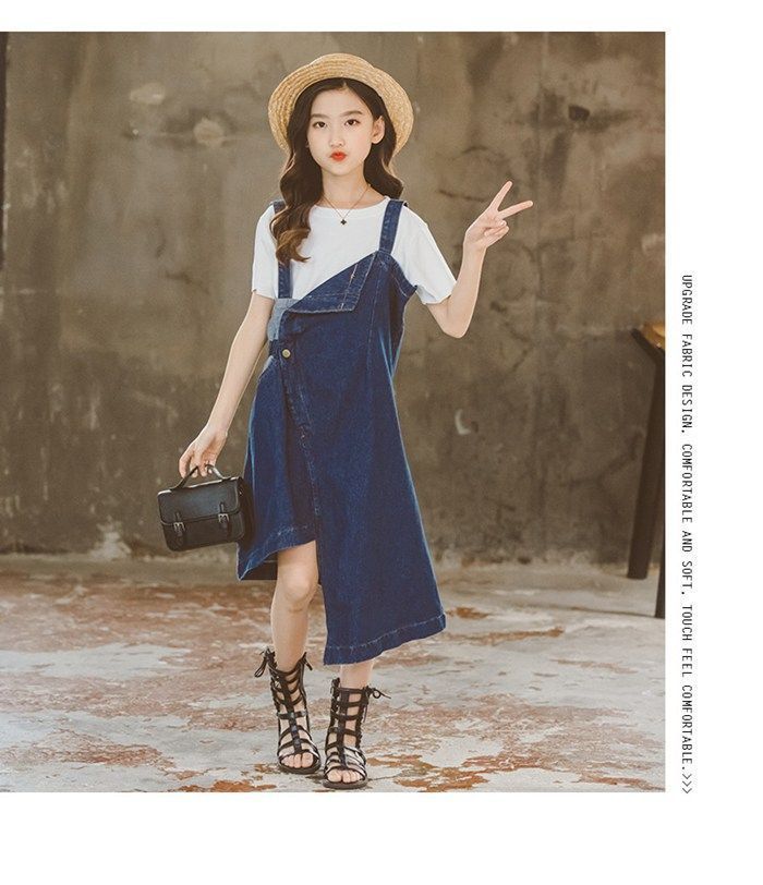 デニム ワンピース キッズ 夏 ベビー服 Tシャツ 半袖 女の子 ジュニア 子供服 ワンピース 子ども服 150cm 140 130 120 110mksenbao02