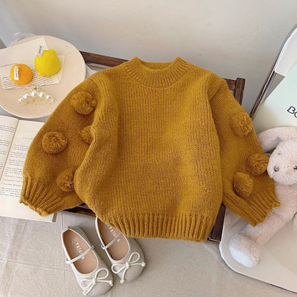 ニット 女の子 長袖 プルオーバー ポンポン付き セーター女の子 女児 ジュニア セーター キッズ ベビー 無地 長袖 かわいい ニット セーター ガールズ 子供服 子ども おしゃれ yixi03yixi03yixi03