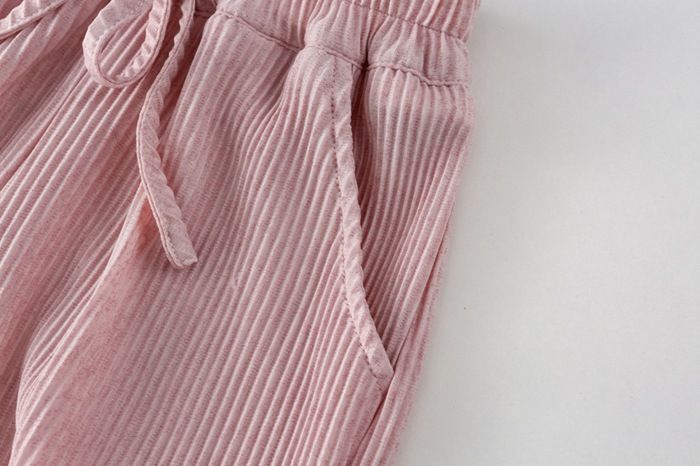 キッズ 上下セット 女の子 セットアップ 子供服 花柄 tシャツ 半袖tシャツ クルーネック ウエストゴム ワイドパンツ ストライプ柄 ポケット付き 子供 ベビー 子ども ベビー服 韓国風 夏 かわいい おしゃれ