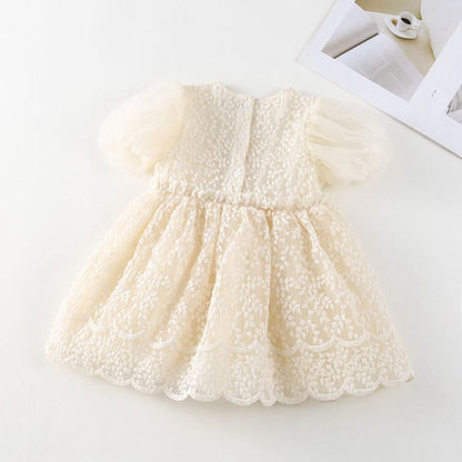 チュールワンピース 女の子 ドレス チュール キッズ ワンピース チュール袖 半袖 ベビー Aライン 子ども服 フォーマル 結婚式 七五三 発表会 上品 お姫様 パーティー レース 子供服 かわいい jiangge14