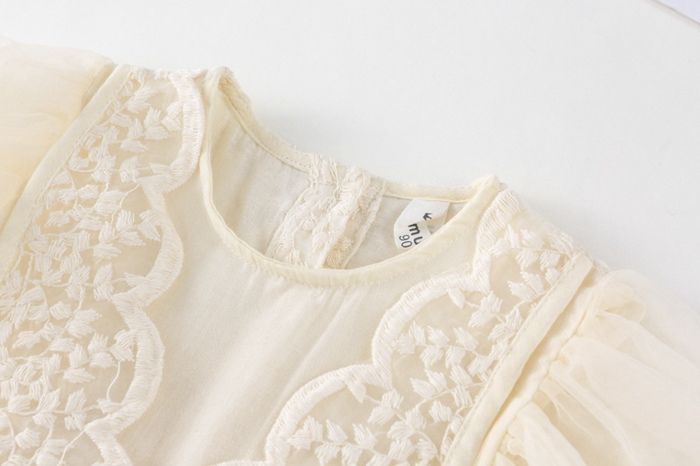 チュールワンピース 女の子 ドレス チュール キッズ ワンピース チュール袖 半袖 ベビー Aライン 子ども服 フォーマル 結婚式 七五三 発表会 上品 お姫様 パーティー レース 子供服 かわいい jiangge14