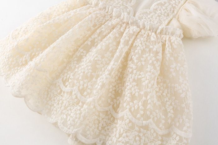 チュールワンピース 女の子 ドレス チュール キッズ ワンピース チュール袖 半袖 ベビー Aライン 子ども服 フォーマル 結婚式 七五三 発表会 上品 お姫様 パーティー レース 子供服 かわいい jiangge14