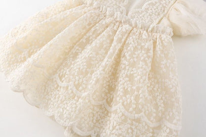 チュールワンピース 女の子 ドレス チュール キッズ ワンピース チュール袖 半袖 ベビー Aライン 子ども服 フォーマル 結婚式 七五三 発表会 上品 お姫様 パーティー レース 子供服 かわいい jiangge14