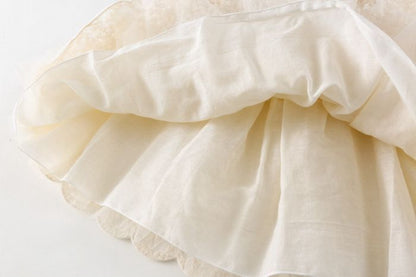 チュールワンピース 女の子 ドレス チュール キッズ ワンピース チュール袖 半袖 ベビー Aライン 子ども服 フォーマル 結婚式 七五三 発表会 上品 お姫様 パーティー レース 子供服 かわいい jiangge14