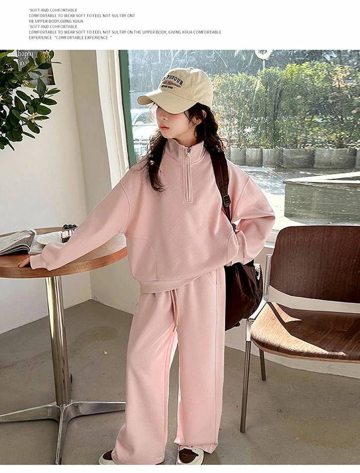 子供服 子ども用ジャージ セットアップ キッズ 女の子 長袖 スタンドカラー ファスナー リブ 春秋 新作 上下セット トップス パーカー ズボン スウェット スポーツウェア 運動着 おしゃれ ゆったり カジュアル