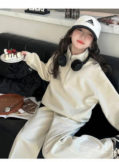 子供服 子ども用ジャージ セットアップ キッズ 女の子 長袖 スタンドカラー ファスナー リブ 春秋 新作 上下セット トップス パーカー ズボン スウェット スポーツウェア 運動着 おしゃれ ゆったり カジュアル