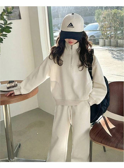 子供服 子ども用ジャージ セットアップ キッズ 女の子 長袖 スタンドカラー ファスナー リブ 春秋 新作 上下セット トップス パーカー ズボン スウェット スポーツウェア 運動着 おしゃれ ゆったり カジュアル