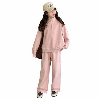 子供服 子ども用ジャージ セットアップ キッズ 女の子 長袖 スタンドカラー ファスナー リブ 春秋 新作 上下セット トップス パーカー ズボン スウェット スポーツウェア 運動着 おしゃれ ゆったり カジュアル