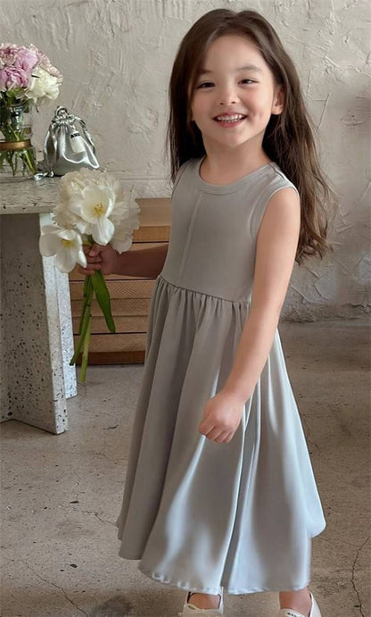 子どもワンピース 女の子 ノースリーブ シンプル 可愛い 子供ワンピース 子ども ガールズ ガーリー ロング丈 膝丈 フリル ポケット付き 子供服 子ども服 子供ドレス dress 姫系 キッズ 夏 リラックス 無地 おしゃれhyxz18