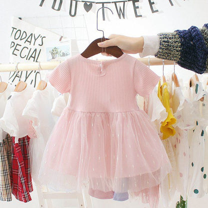 半袖 チュール ワンピース キッズ ドレス 子供 女の子 子供服 こども服 子ども服 夏 70cm 80cm 90cm 100cm ピアノ発表会 結婚式 音楽会 演奏会 入園式 卒園式 入学式 お花 かわいい おしゃれ huiai01